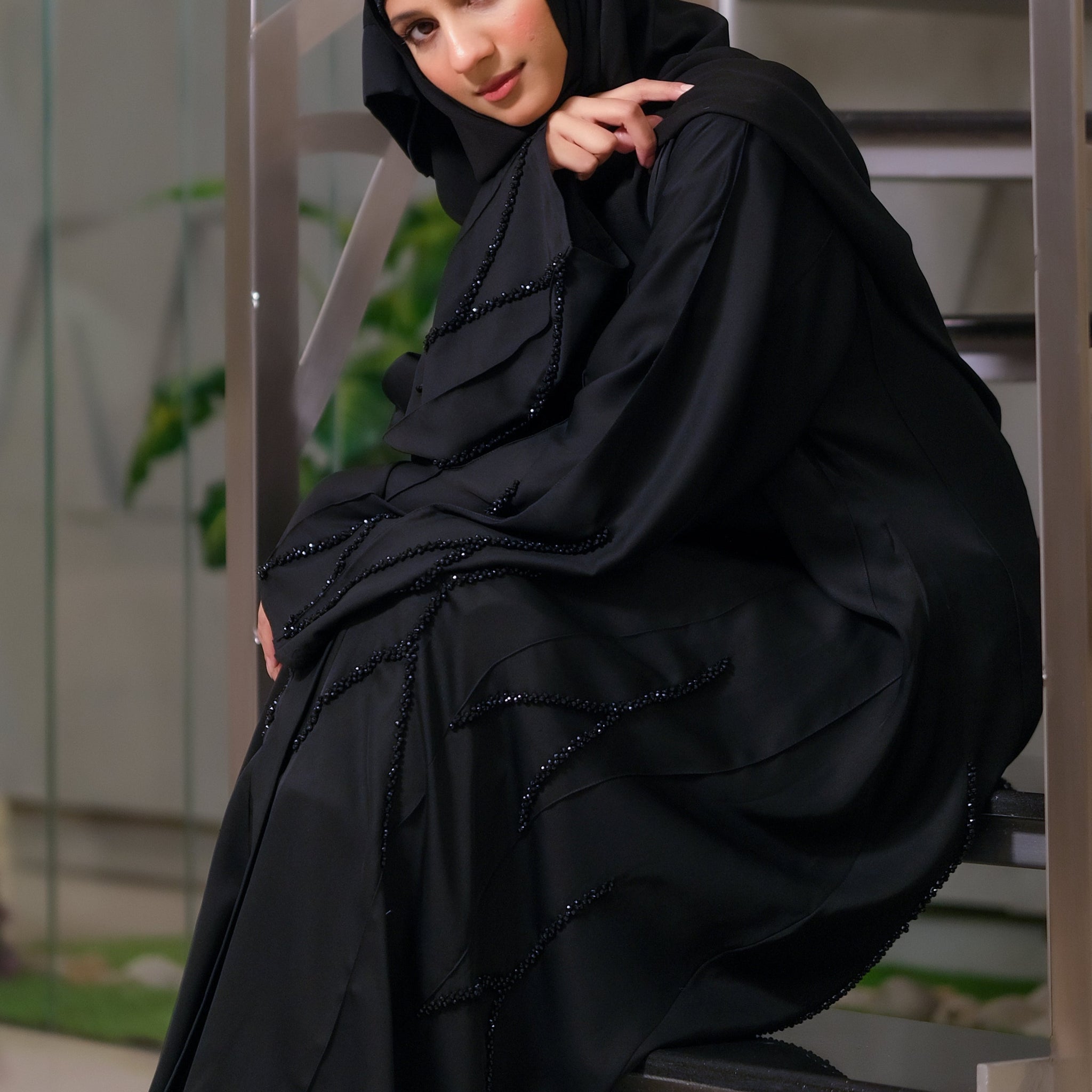 Emerald Black Abaya