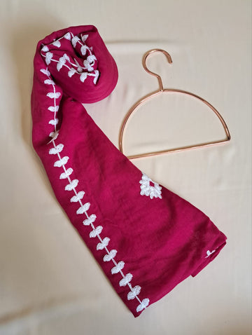 Lawn Embroidered Stole - Maroon