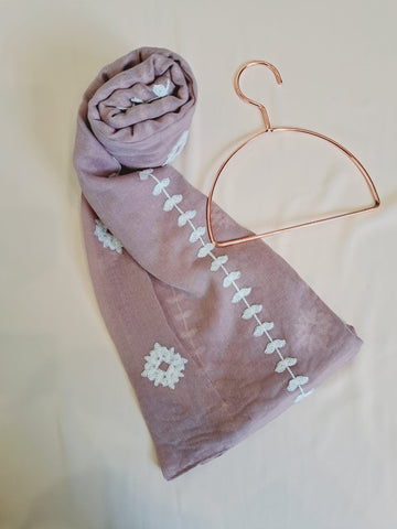 Lawn Embroidered Stole - Tea Pink