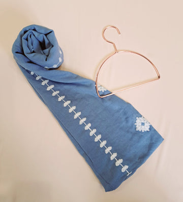 Lawn Embroidered Stole - Blue